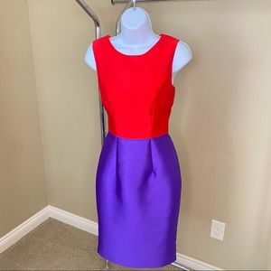 GORGEOUS! Mac Duggal red/purple dupioni silk interview/appearance dress. Size 2